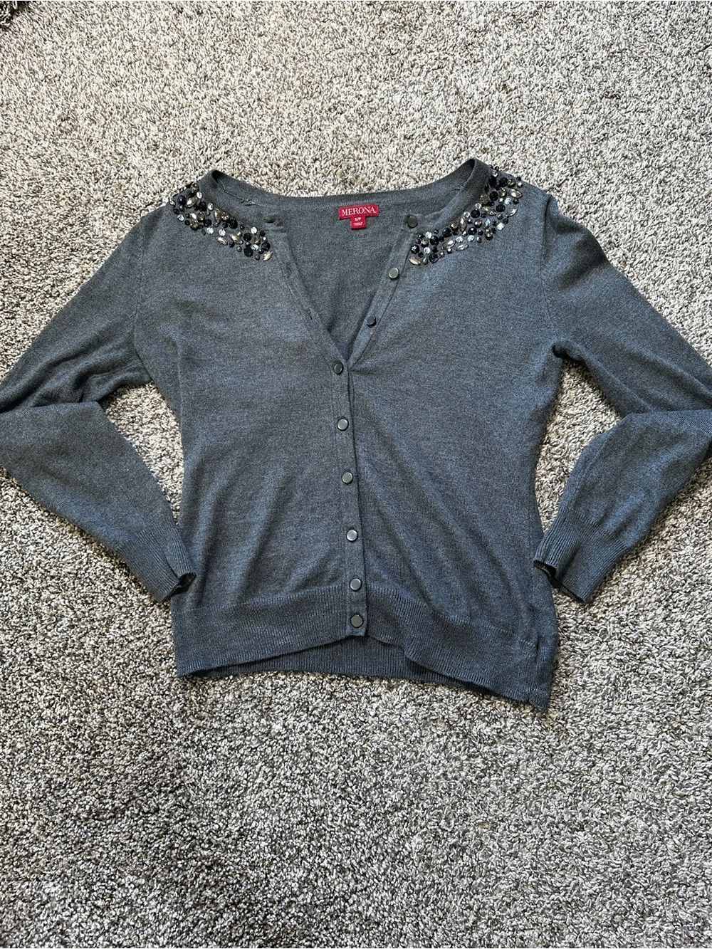 Merona Charcoal Gray Beaded Cardigan